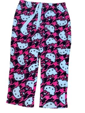 Women’s Size 2X Hello Kitty Fleece Fuzzy Pajama Pants Pink Black